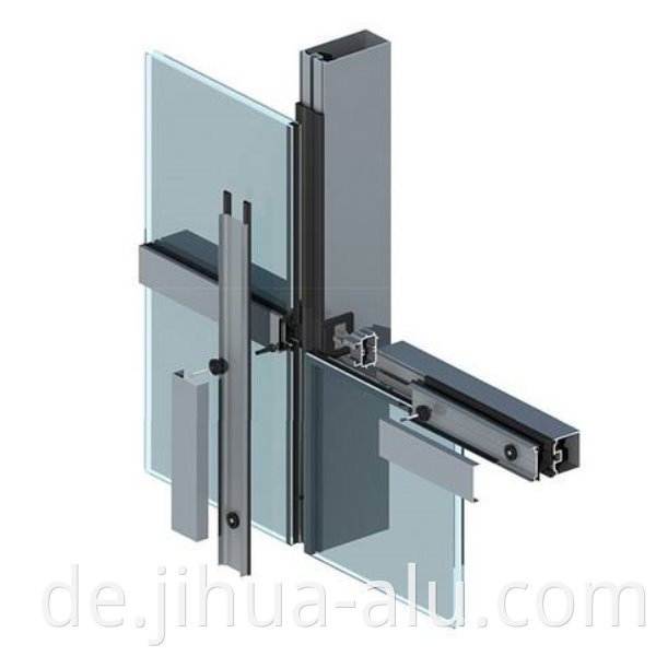 Commercial Buildings Exposed Aluminum Frame Profile Stick Glass Curtain Walls